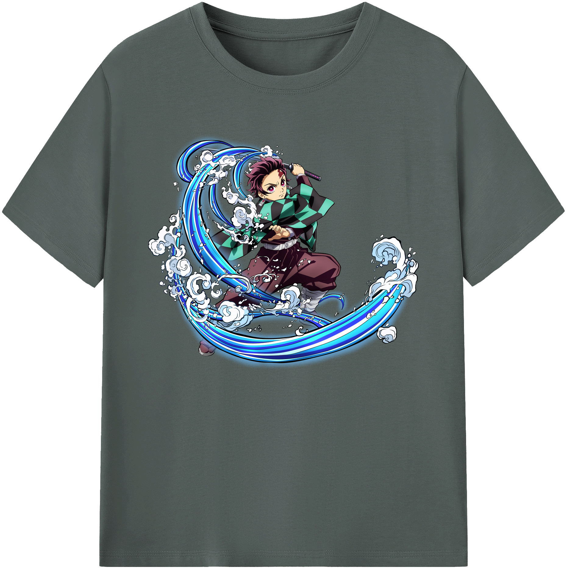 （画像用） 鬼滅の刃 竈門 炭治郎／かまど たんじろう Kamado Tanjirou 綿100％ メンズ半袖Tシャツ｜肌触りやわらか＆通気性